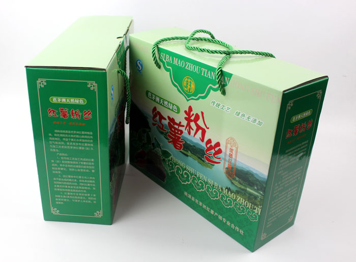 定制禮品包裝盒，長(zhǎng)沙包裝廠力助桃源縣芭茅洲“紅薯粉絲”檔次倍增