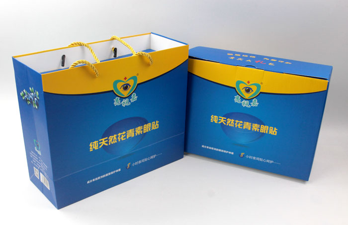 哪里可以做禮盒包裝？護(hù)眼神器亮視嘉護(hù)眼貼禮盒包裝+手提袋套裝出自長沙印刷廠